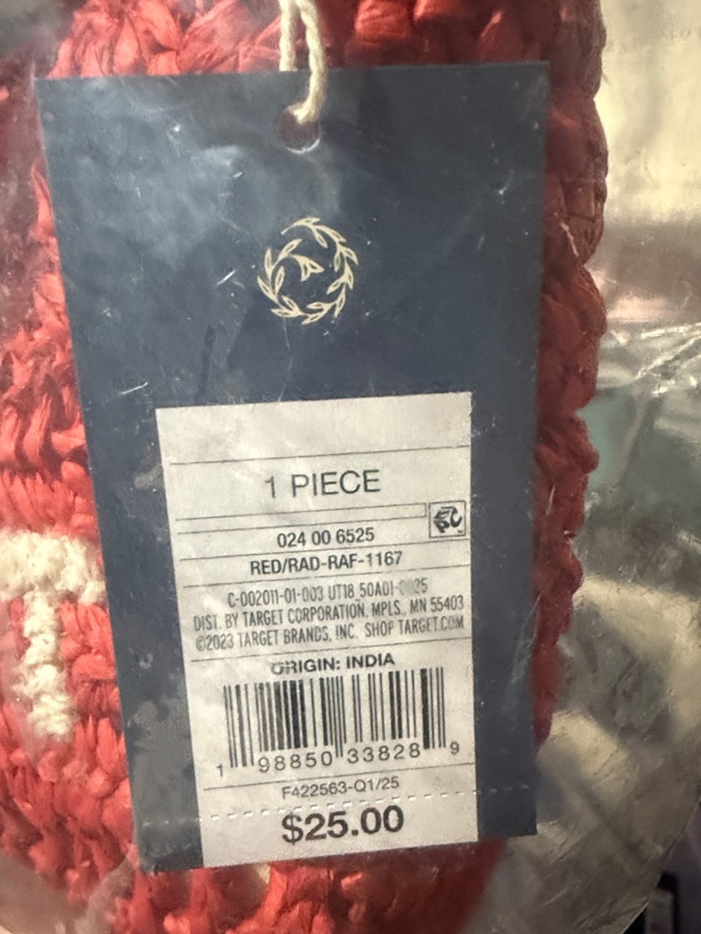 Universal Thread Red Crochet Mini Bag with White Lettering - Picture 2 of 2